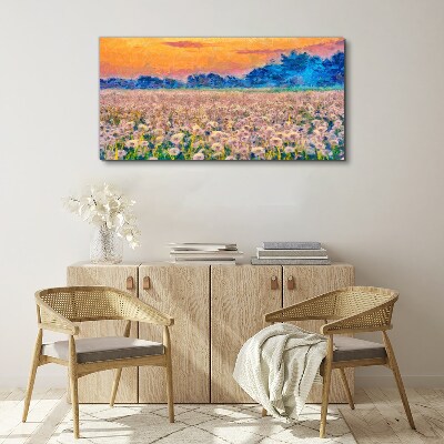 Flower landscape at sunset Canvas wall art