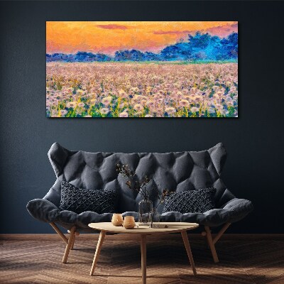 Flower landscape at sunset Canvas wall art