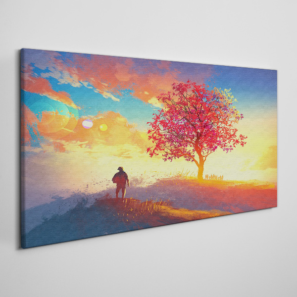 A walk in a colorful landscape Canvas wall art