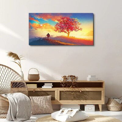 A walk in a colorful landscape Canvas wall art