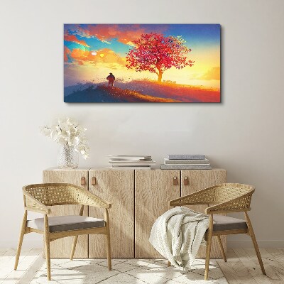 A walk in a colorful landscape Canvas wall art