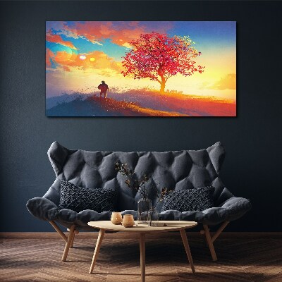 A walk in a colorful landscape Canvas wall art