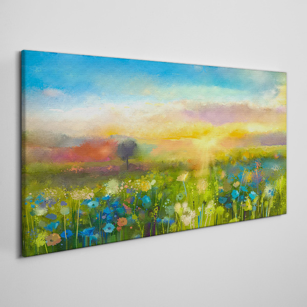Flower landscape in the morning Print on canvas