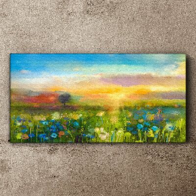 Flower landscape in the morning Print on canvas