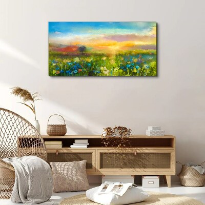 Flower landscape in the morning Print on canvas