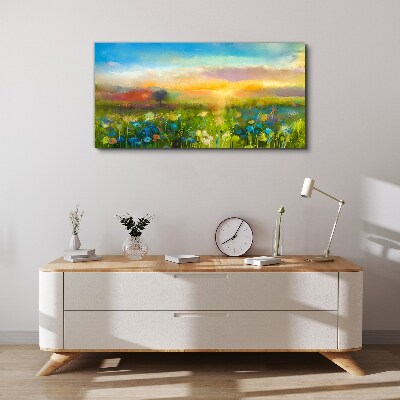 Flower landscape in the morning Print on canvas