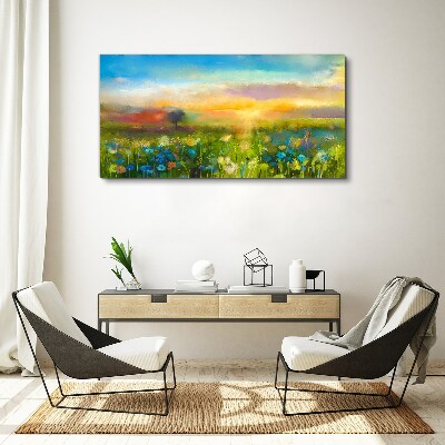 Flower landscape in the morning Print on canvas