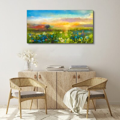 Flower landscape in the morning Print on canvas