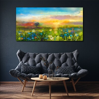 Flower landscape in the morning Print on canvas