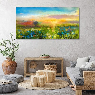 Flower landscape in the morning Print on canvas