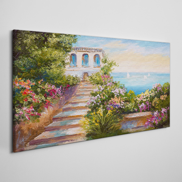 A walk among the flowers by the sea Print on canvas