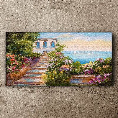A walk among the flowers by the sea Print on canvas