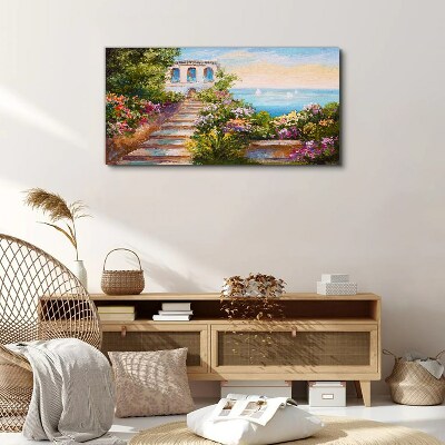 A walk among the flowers by the sea Print on canvas
