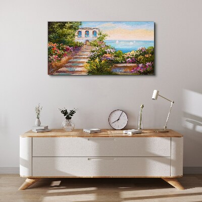 A walk among the flowers by the sea Print on canvas