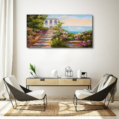 A walk among the flowers by the sea Print on canvas
