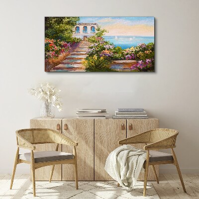 A walk among the flowers by the sea Print on canvas
