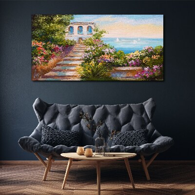 A walk among the flowers by the sea Print on canvas