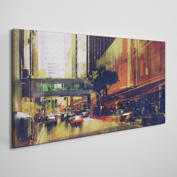 A street in the hustle and bustle of the city Canvas wall art
