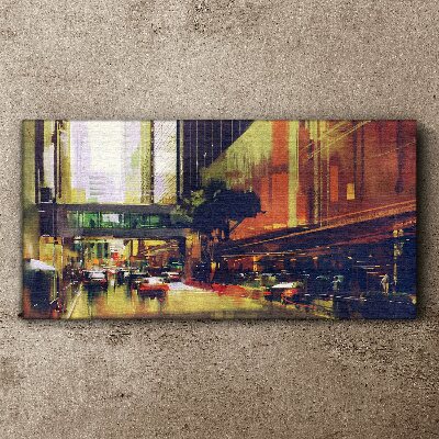 A street in the hustle and bustle of the city Canvas wall art