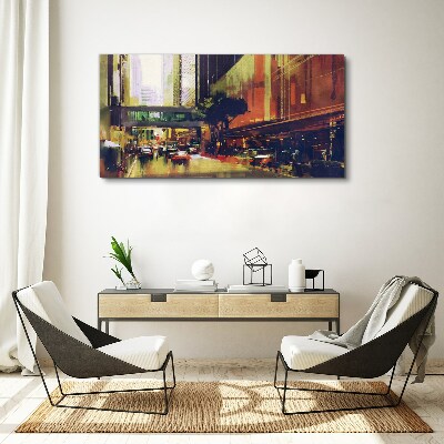A street in the hustle and bustle of the city Canvas wall art