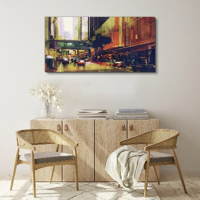 A street in the hustle and bustle of the city Canvas wall art