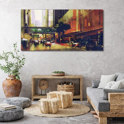 A street in the hustle and bustle of the city Canvas wall art