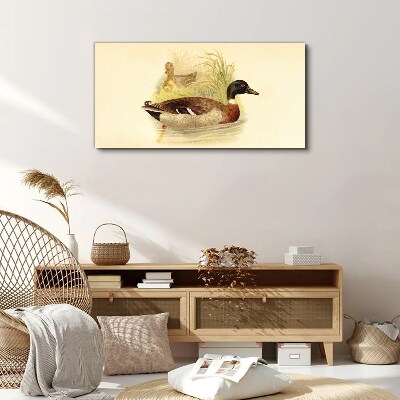 Ducks in the grass Canvas wall art