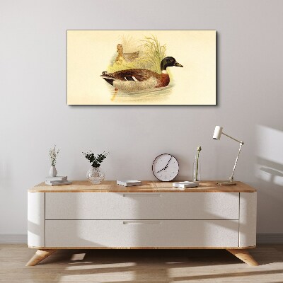 Ducks in the grass Canvas wall art