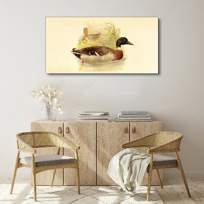 Ducks in the grass Canvas wall art