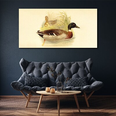 Ducks in the grass Canvas wall art