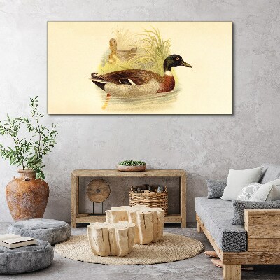 Ducks in the grass Canvas wall art