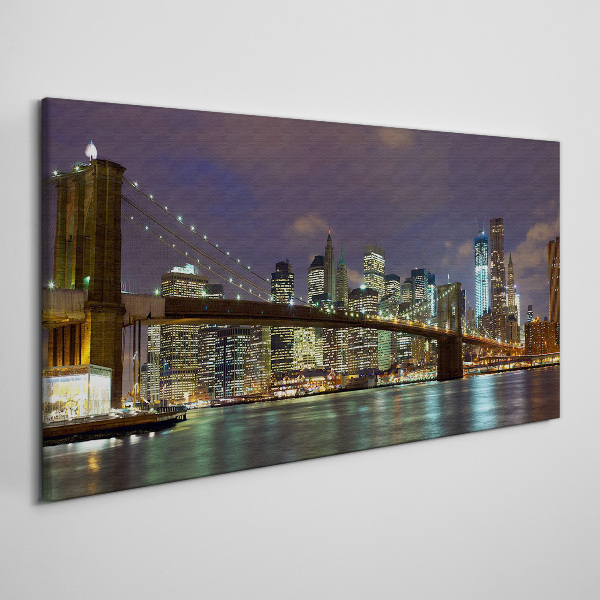 Brooklyn Bridge at night Print on canvas