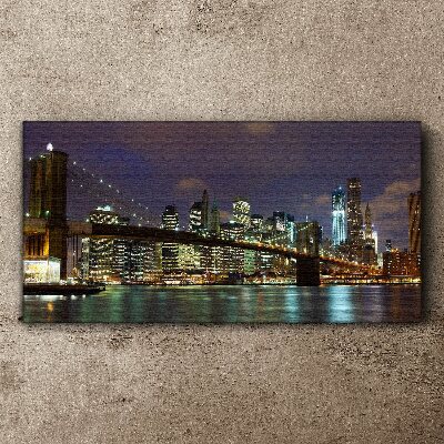 Brooklyn Bridge at night Print on canvas