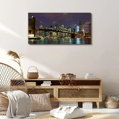 Brooklyn Bridge at night Print on canvas