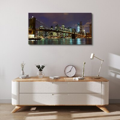 Brooklyn Bridge at night Print on canvas