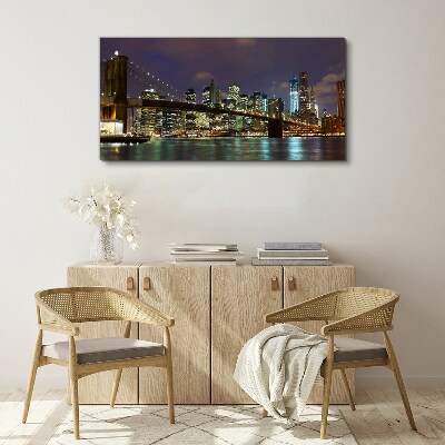 Brooklyn Bridge at night Print on canvas