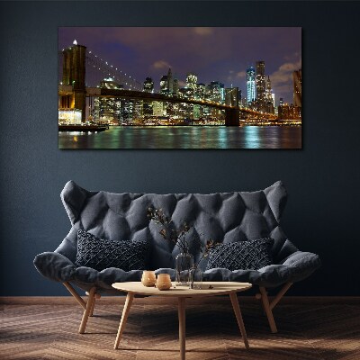 Brooklyn Bridge at night Print on canvas