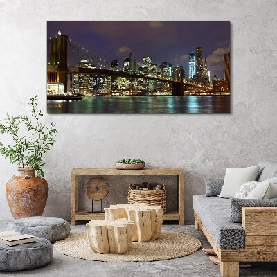 Brooklyn Bridge at night Print on canvas