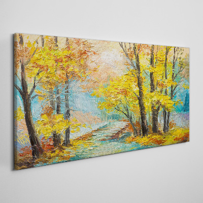 Golden autumn on a quiet river Print on canvas