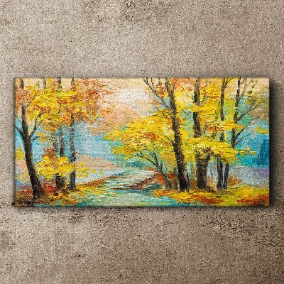 Golden autumn on a quiet river Print on canvas