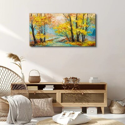 Golden autumn on a quiet river Print on canvas