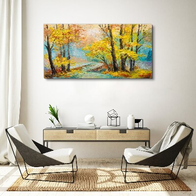 Golden autumn on a quiet river Print on canvas