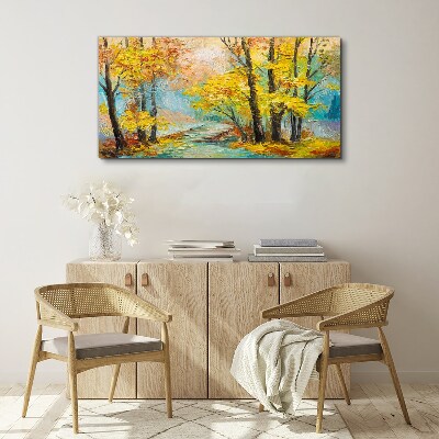 Golden autumn on a quiet river Print on canvas