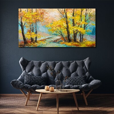 Golden autumn on a quiet river Print on canvas