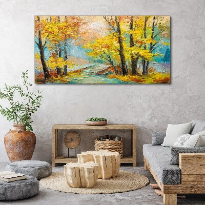 Golden autumn on a quiet river Print on canvas