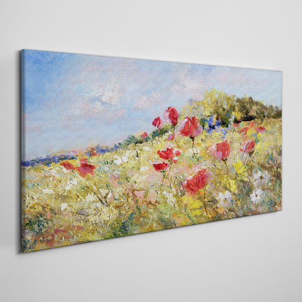 Flower landscape in the summer sun Canvas wall art