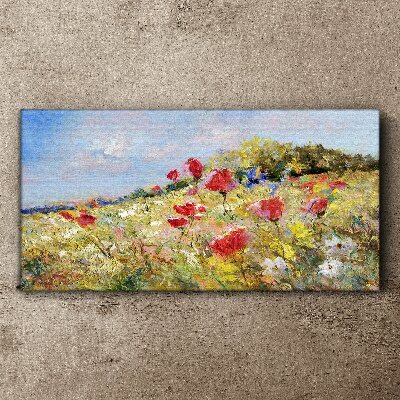 Flower landscape in the summer sun Canvas wall art