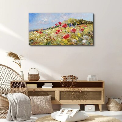 Flower landscape in the summer sun Canvas wall art