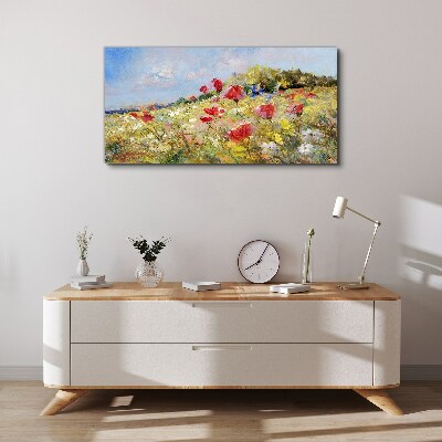 Flower landscape in the summer sun Canvas wall art