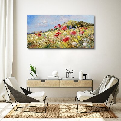 Flower landscape in the summer sun Canvas wall art